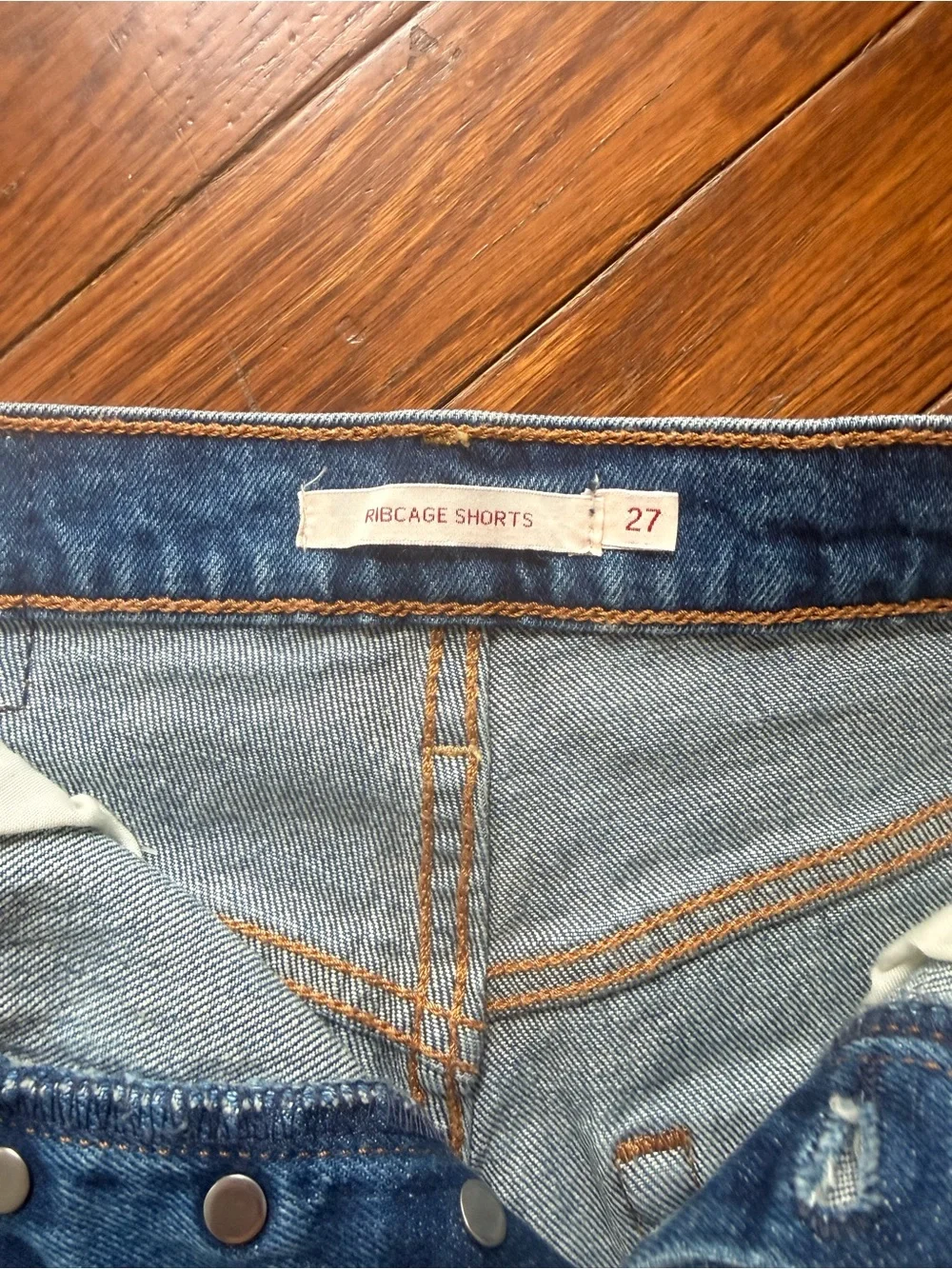 Levi's Blue Denim Ribcage Shorts